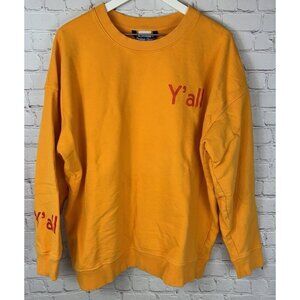 OUTDOOR VOICES Men’s Y’all Graphic Sweatshirt Yellow Size XL Comfy